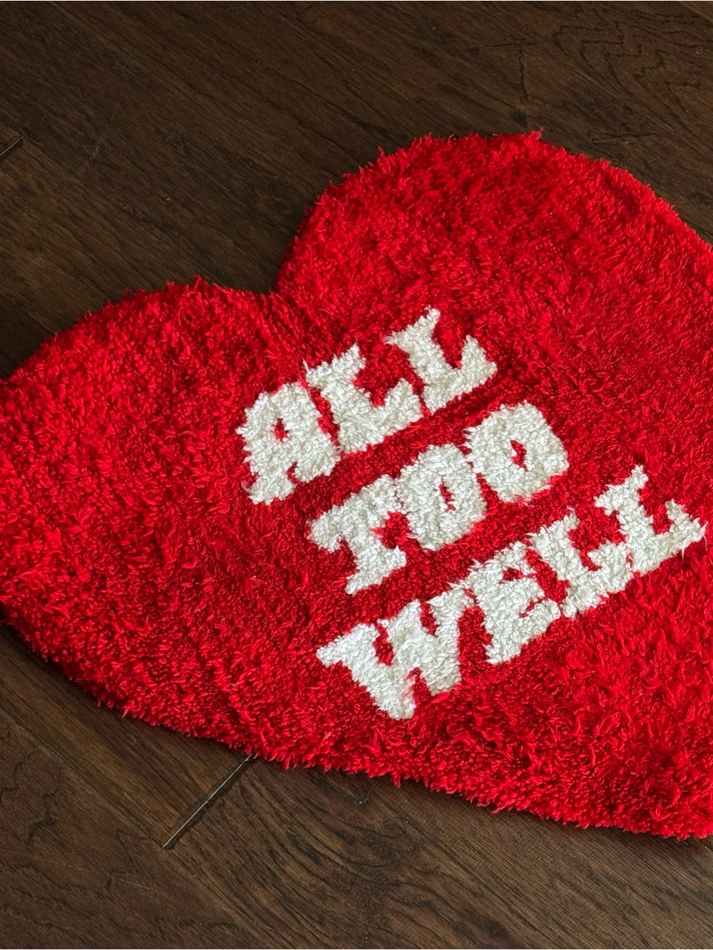 Handmade All Too Well Red Heart Shag Accent Rug